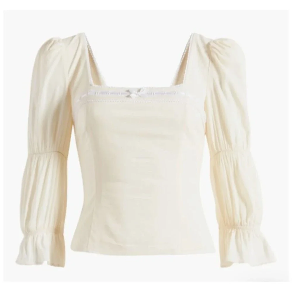 Reformation Amalie Tiered Sleeve Square Neck Top size 8 NWT - Picture 2 of 10